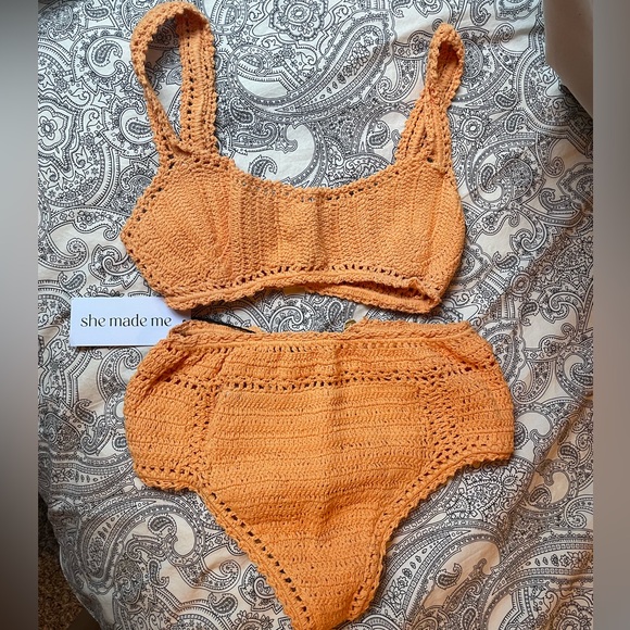 Free People Other - New Free People x She Made Me Essential Crocheted Bikini Orange Small